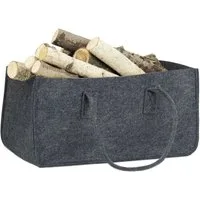 relaxdays Holztragetasche Kaminholztasche aus Filz (1 St), Anthrazit