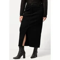 Ulla Popken Jeansrock Jeans-Midirock Saumschlitz Komfortbund