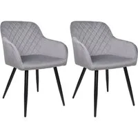 Albatros International Esszimmerstuhl Esszimmer Stühle 2 er Set SALO, Stuhl Stühle Esszimmerstühle, Küche (2er Set, Grau, Samt Bezug), Küchenstuhl Küchenstühle Essstühle für den Esstisch Ess Stühle