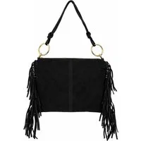 BRISE TASCHE Schultertasche Schultertasche mit Fransen aus Wildleder- Trendiger Alltagsbegleiter (Einzeltasche, 1-teilig)