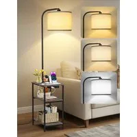 OUTON Stehlampe LED-Tisch mit 2 Stoffschubladen/3 Ablagen & USB