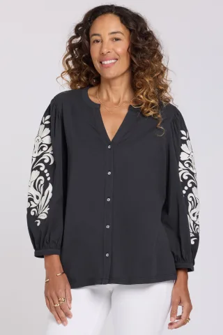 Bestickte Strickbluse
