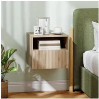 HOMCOM Nachttisch Hängend Beistelltisch mit Schublade, offenes Fach, Sofatisch (Nachtschrank, 1-St., Nachtkommode), für Schlafzimmer, Wohnzimmer, Naturholz