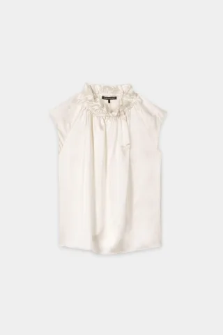 Luisa Cerano - Ärmelloses Blusentop aus luxuriösem Seidensatin... milk - Gr. - 42
