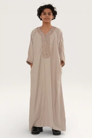 Lachsfarbene marokkanische Thobe-Robe für Herren Djellaba Gandoura Eid Jubba- HM66