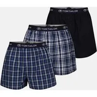 TOM TAILOR Boxershorts TOM TAILOR Herren Boxershort blau uni 3er Pack (3-St)