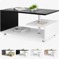 Casaria Couchtisch Orlando, Stauraum Ablagen Holz Modern Höhenverstellbar 95x55x50cm Schwarz Weiß