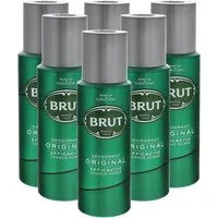 Brut Deo-Spray 6 x Brut Original Herren Deodorant je 200ml maskuliner Duft pflegend