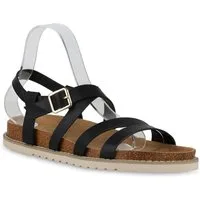 VAN HILL 21578442 FT 2TM12005 JOLIE Damen Sandalen Black 42 Riemchensandale Damen Übergrößen Riemchensandalen Sandalen Profil-Sohle