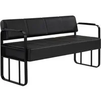 Barberpub Sitzbank BarberPub Sitzbank mit Rückenlehne W528 (Schwarz-Gold/Kunstleder)