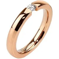 viva-adorno Fingerring Edelstahl Damen Ring Rosegold glänzend Zirkonia Solitär Damenring, Kristall Stein Verlobungsring