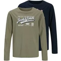 Jack & Jones Junior Langarmshirt JJELOGO TEE LS 2 COL AW26/25 2PK MP JNR (Packung, 2-tlg) Baumwolle, regular fit