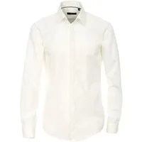 VENTI Smokinghemd Festliches Bräutigam Hochzeitshemd Langarm Kentkragen Uni Umschlagmanschette modern fit, creme HL90, 39