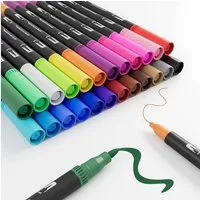 TUWENA Malstift Filzstifte Dual Pinselmarker, Acrylstifte 24 Farben Pinsel Feinespitze, (24-tlg), Doppelten Enden für Painting, Glas, Papier, Holz, Keramik, DIY Crafts