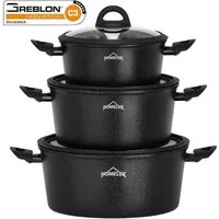 Scheffler Topf-Set Induktions Töpfe Set Schwarze Antihaftbeschichtung mit Glasdeckel, Aluminium (Set, 6-tlg., Ø20 2,4L/Ø24 4,4L/Ø28 6,5L Töpfe Set mit Glasdeckel), Induktionsgeeignet