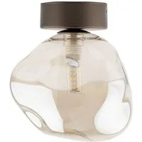 Licht-Erlebnisse Deckenleuchte UMERA, ohne Leuchtmittel, Rauchglas Metall Braun Cognac G9 rund Modern