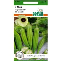SAMEN PFANN Gemüsesamen Okra Gemüse-Eibisch Super Bhindi F1, Gombo Gumbo Grünschnabel Bamia, Abelmoschus esculentus