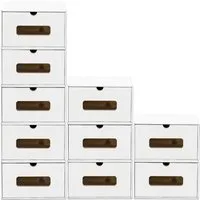 BigDean Schuhbox 10 Boxen stapelbar mit Sichtfenster & Schublade Schuhe Spielzeug etc. (Set, 10 St., Schuhbox), Bemalbar, Dekorierbar, Stapelbar