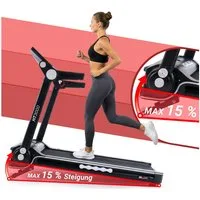 Miweba Sports Laufband klappbar HT3000 - 16 km/h - Laufband mit Steigung 15 % (Laufband, Heimtrainer, Fitnessgerät, Laufband klappbar, Treadmill, Speedrunner, 1-tlg., 12 Laufprogramme, Fitshow-App, Pulsmesser, Safety-Key mit Klemme), Laufband klappba