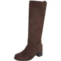 Ital-Design Damen Kniehohe Stiefel mit Blockabsatz Stiefel (92214565) Blockabsatz Stiefel in Braun