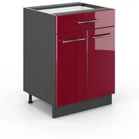 Vicco Unterschrank Fame-Line, Bordeaux Hochglanz/Anthrazit 60cm, ohne Arbeitsplatte (1-St)