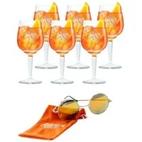 Mixcompany Sonnenbrille Aperol Spritz Gläser-Set – 6 Gläser + Sonnenbrille im Retro-Look