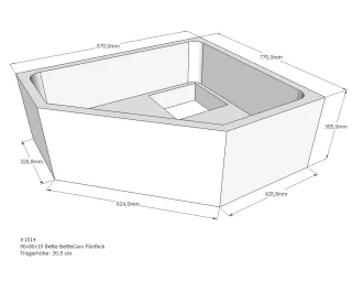 Neuesbad Wannenträger für Bette Caro 90x80x15 Fünfeck SD22087