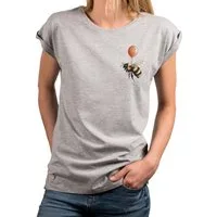 MAKAYA T-Shirt Damen-Top mit kleinem Hummel-Print – lustiges, freches Sommer-Motiv (Weiß, Rosa, Hellgrau, Grün, Dunkelgrau, Blau, 34, 36, 38, 40, 42, 44, 46, 48, 50) Baumwolle