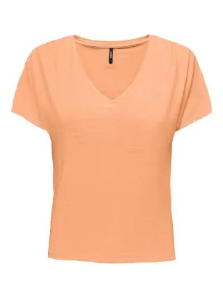 ONLY - ONLBELIA S/S RUCHING TOP BOX JRS orange chiffon - Gr. - M