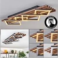 hofstein Deckenleuchte Deckenlampe aus Metall/MDF/Kunststoff, ohne Leuchtmittel, moderne Deckenleuchte in Schwarz/Holzoptik/Braun/Weiß
