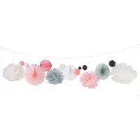 heimtexland Papierdekoration Party Deko Set Pompoms Papier Lampions Wabenbälle, Hängedeko Partydekoration Hochzeit Taufe Geburtstag