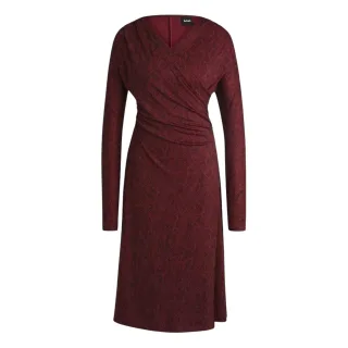 Boss - "Ettita" Midikleid für Damen, V-Ausschnitt, Regulär (Burgunderrot)