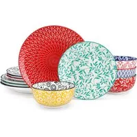 vancasso Geschirr-Set Tafelservice für 4/6 Personen, Porzellan, Blau und Weiß/Bunt (12-tlg), 4 Personen, Porzellan