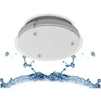 TRANGO LED Deckenleuchte, Dimmfunktion, 3101 IP44 LED Badleuchte *EVA* aus Metall mit Kristalleffekt Glas Lampenschirm, in 3-Stufen dimmbar Deckenlampe, Badezimmerlampe, Wandleuchte, 12 Watt Modul, warmweiß, Feuchtraum geeignet