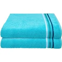 Schiesser Duschtücher Skyline Color aus 100 % Baumwolle mit eleganter Streifenbordüre, Frottier (Set, 2-St), MADE IN GREEN by OEKO-TEX®