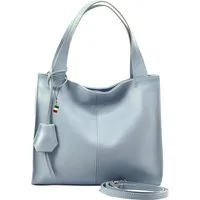 FLORENCE Schultertasche Florence Echtleder Hobo Bag Damen hellblau (Schultertasche), Damen Schultertasche, Shopper Leder, hellblau ca. 33cm x ca. 29cm hoch