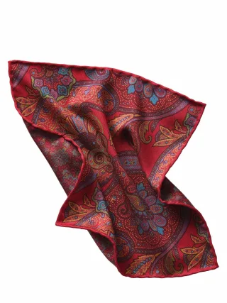 Mey & Edlich Herren Paisley-Einstecktuch Rot 100 % Seide