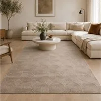 Vimoda Designteppich Kurzflor Teppich Boho 3D Hoch-Tief-Effekt, Rechteckig, Höhe: 12 mm, Teppich Wohnzimmer & Schlafzimmer