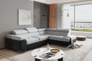 Ecksofa Sofa JADE Stoff Monolith Anthrazit / Hellgrau mit Schlaffunktion Otto...