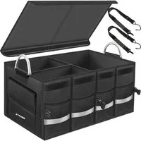 XTROBB Organizer Auto-Organizer: Großer Kofferraum Organizer mit Abdeckung (Kofferraum-Organizer-Set, 1x Faltbare Auto Organizer), Stabil, vielseitig, leicht transportierbar, großzügige Kapazität.