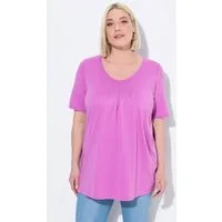 Ulla Popken T-Shirt T-Shirt Zierfalten A-Linie Rundhals Halbarm Modal