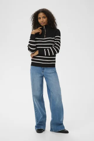 Strickpullover KAlioa Strickpullover Loose fit black offwhite