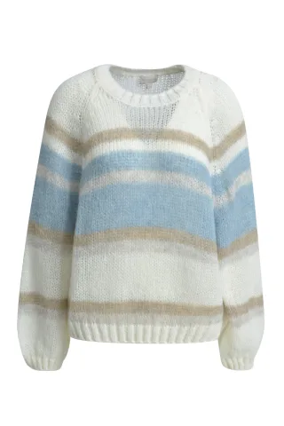 Milano Italy - roundneck pullover 1/1 raglan sleeve cornflower print - Gr. - L