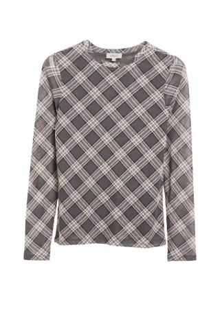 s.Oliver Red Label - Langarmshirt mit Karomuster grau - Gr. - 34