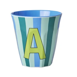 Rice Melamin Becher Buchstabe A / Streifen / Blau 250ml