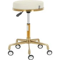 Physa Drehhocker Rollhocker höhenverstellbar 150 kg Arbeitshocker Kosmetikhocker Rollen, Beige, Golden