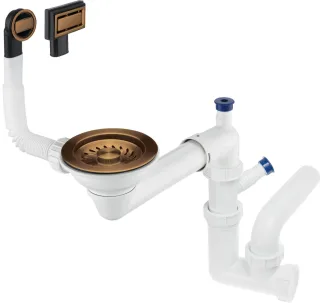 Neuesbad Siphon SPACE SAVER für 1-Becken SINKS 3,5", Bronze Gebürstet NB1DEZXYC9491