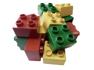 15x Lego Duplo Steine [4 Noppen (2x2)] je 5x gelb/grün/rot
