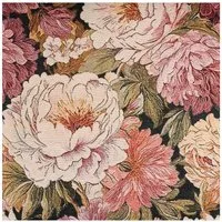 SCHÖNER LEBEN. Stoff Gobelin Stoff Meterware Pfingstrosen dunkelblau rosa 150 cm, pflegeleicht