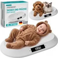 monzana Personenwaage, Digitale Babywaage bis 20 kg Tara-Funktion LCD-Display Kleintiere